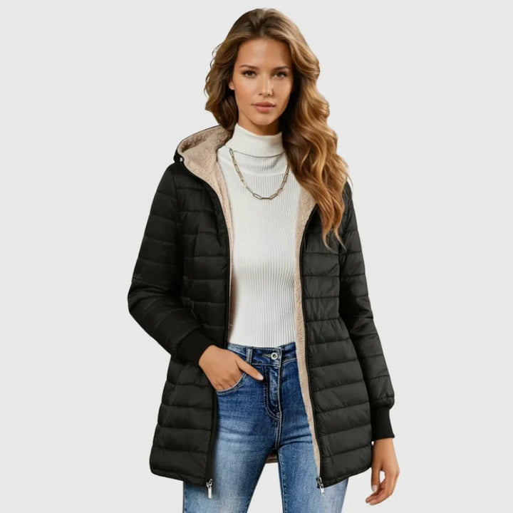 Women's Sherpa-Lined Puffer Jacket – Hood And Ribbed Cuffs