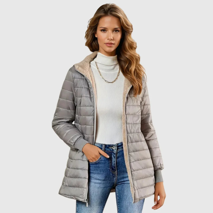 Women's Sherpa-Lined Puffer Jacket – Hood And Ribbed Cuffs
