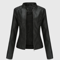 Women's Jacket – Faux Leather High-Collar Biker