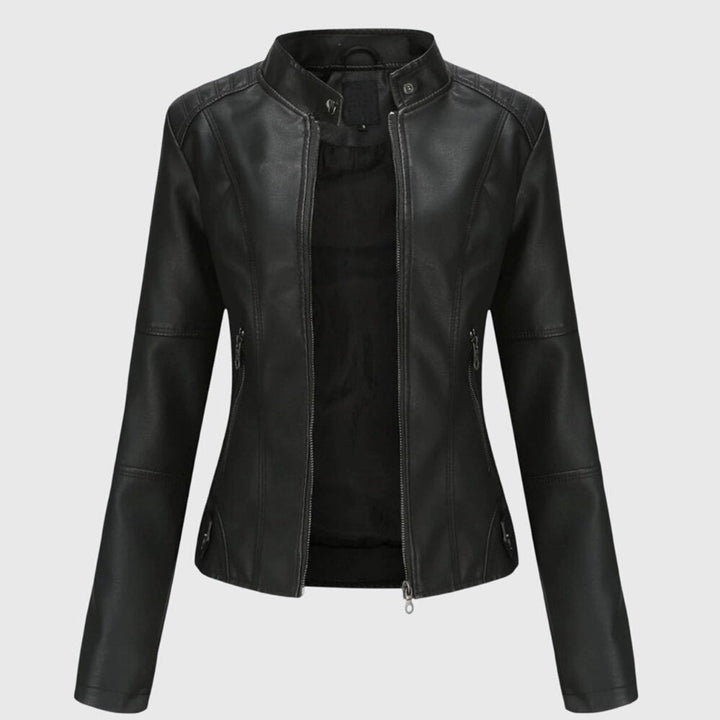 Women's Jacket – Faux Leather High-Collar Biker