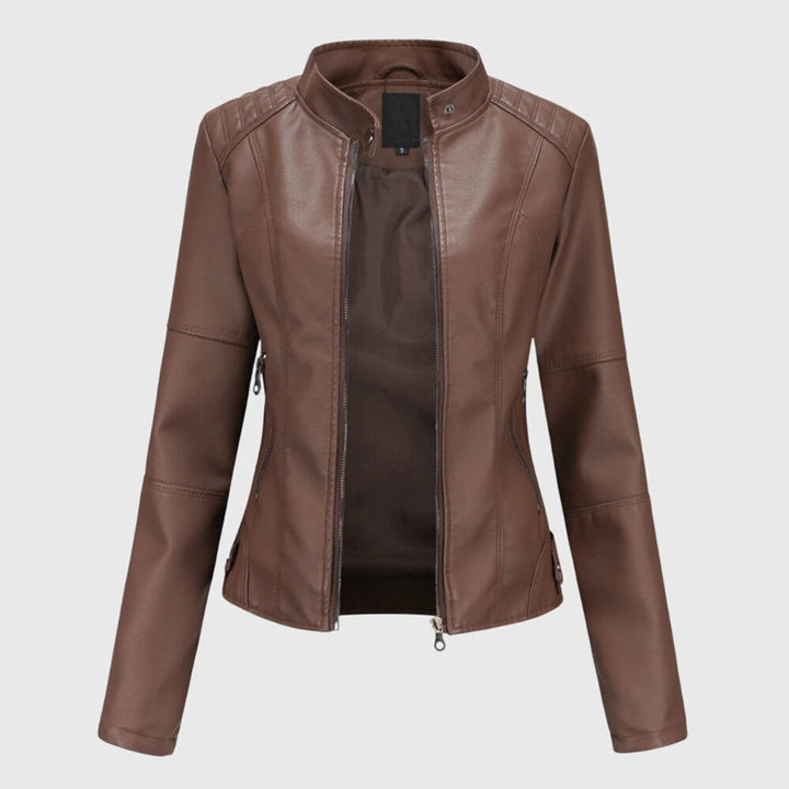 Women's Jacket – Faux Leather High-Collar Biker