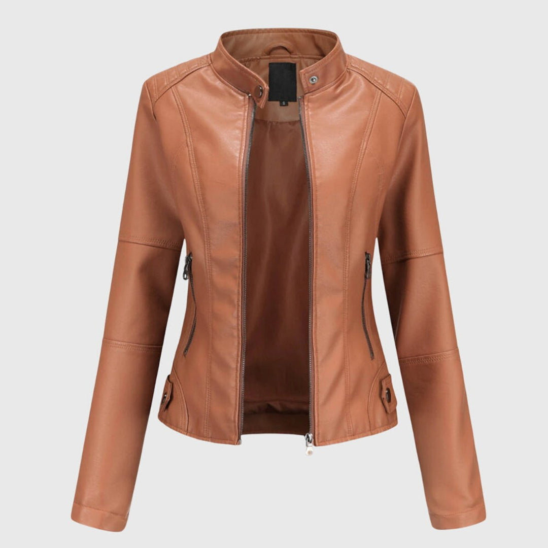 Women's Jacket – Faux Leather High-Collar Biker