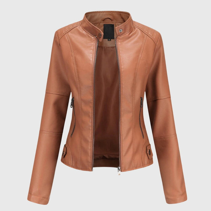 Women's Jacket – Faux Leather High-Collar Biker