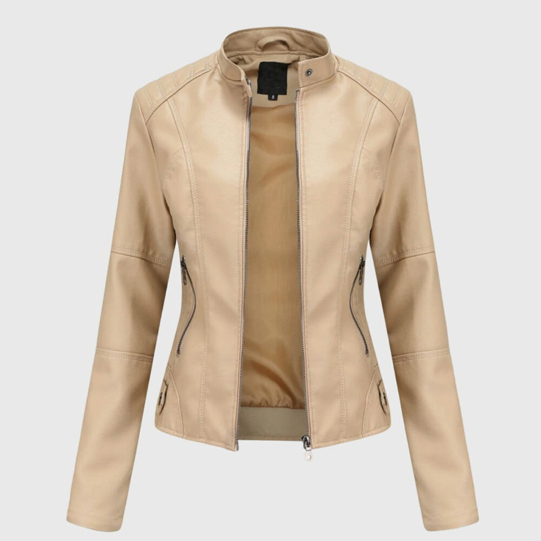 Women's Jacket – Faux Leather High-Collar Biker