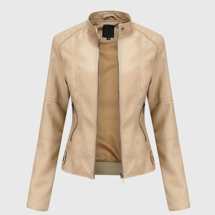 Women's Jacket – Faux Leather High-Collar Biker