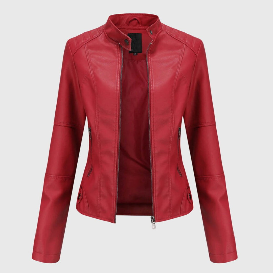 Women's Jacket – Faux Leather High-Collar Biker