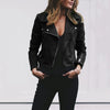 Women's Slim-Fit Moto Faux Leather Jacket Zip-Up Biker