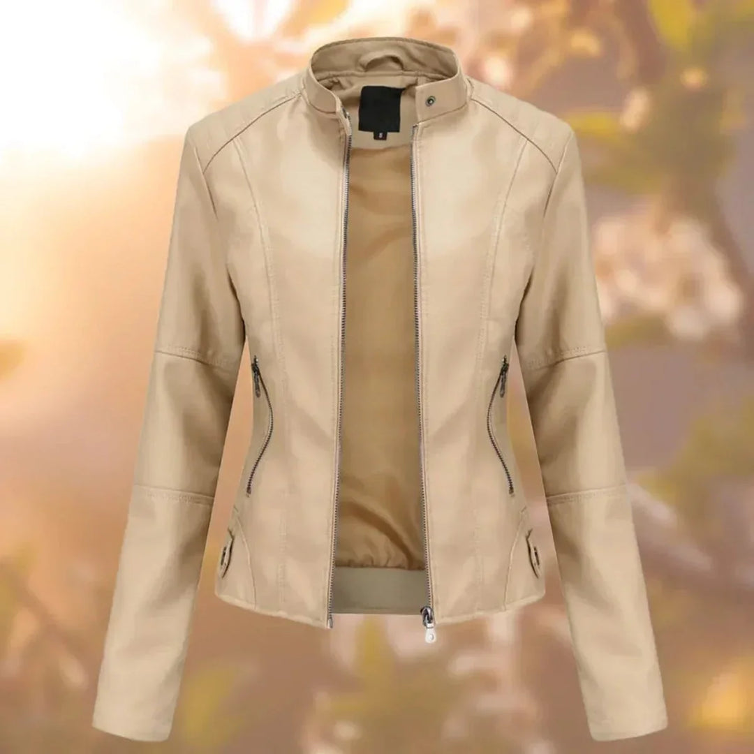 Women's Slim-Fit Zip-Up Moto Faux Leather Jacket