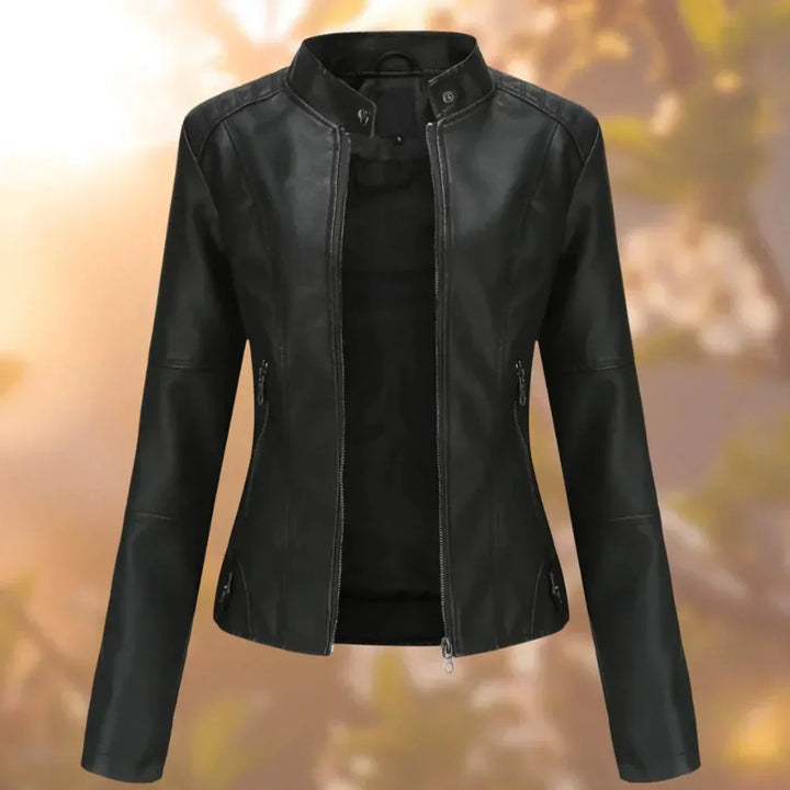 Women's Slim-Fit Zip-Up Moto Faux Leather Jacket