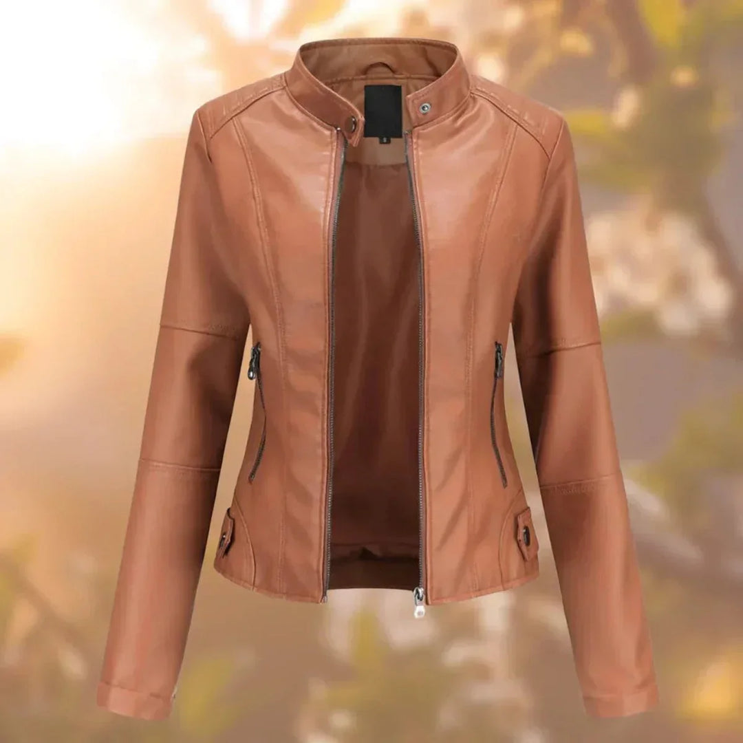 Women's Slim-Fit Zip-Up Moto Faux Leather Jacket