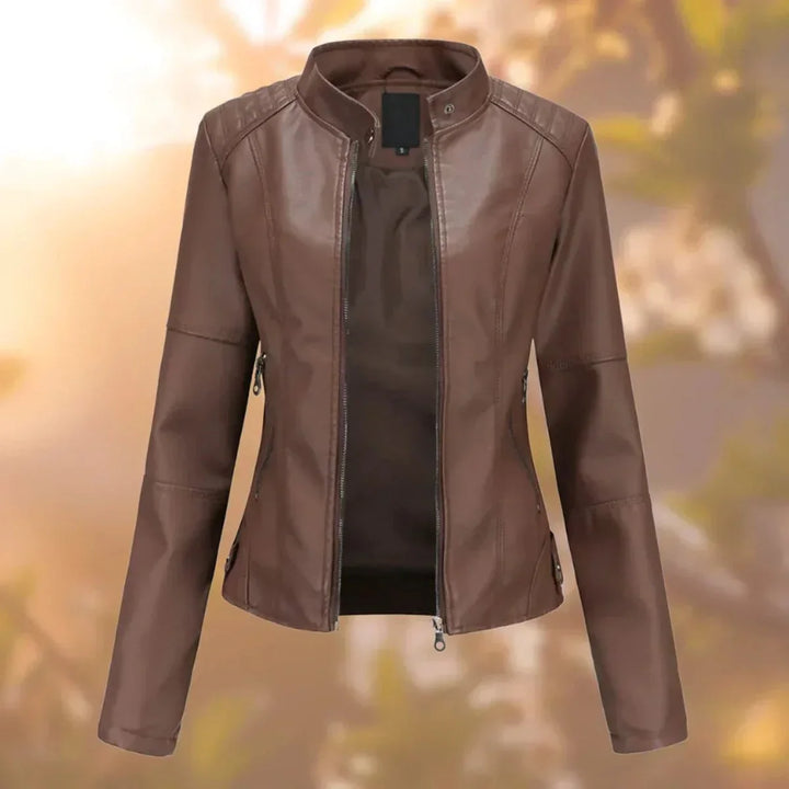Women's Slim-Fit Zip-Up Moto Faux Leather Jacket