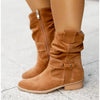 Women's Slouchy Suede Ankle Boots – Zipper Closure And Buckle-Strap