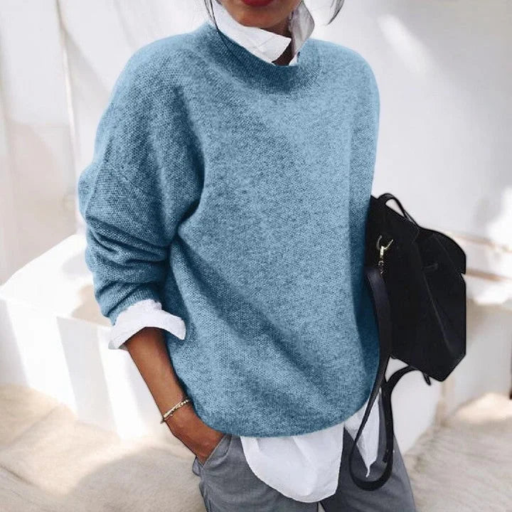 Women's Soft Everyday Knit Sweater – Crew-Neck Long Sleeves And Relaxed Fit