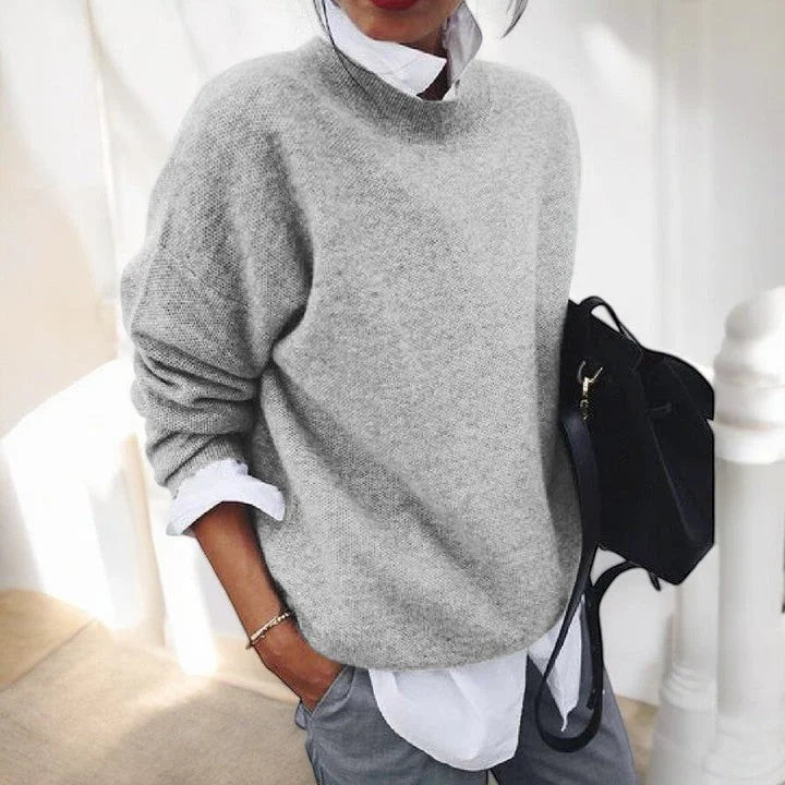 Women's Soft Everyday Knit Sweater – Crew-Neck Long Sleeves And Relaxed Fit