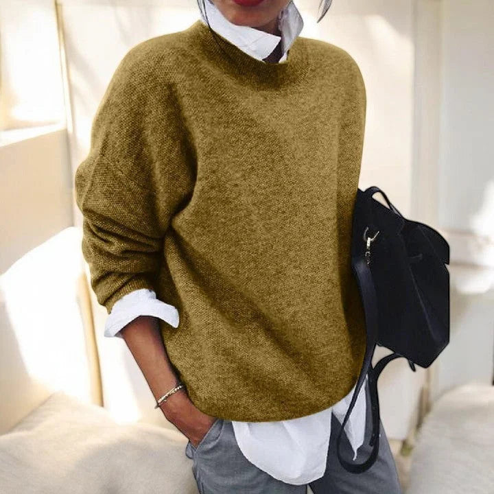 Women's Soft Everyday Knit Sweater – Crew-Neck Long Sleeves And Relaxed Fit