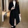 Women's Solid Midi Coat – Double-Breasted Closure