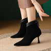 Women's Suede Pointed-Toe Ankle Boots – Back-Zip And Sculptural Heel