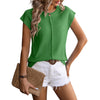 Women's Summer Knit Cap-Sleeve Top – Button-Neck