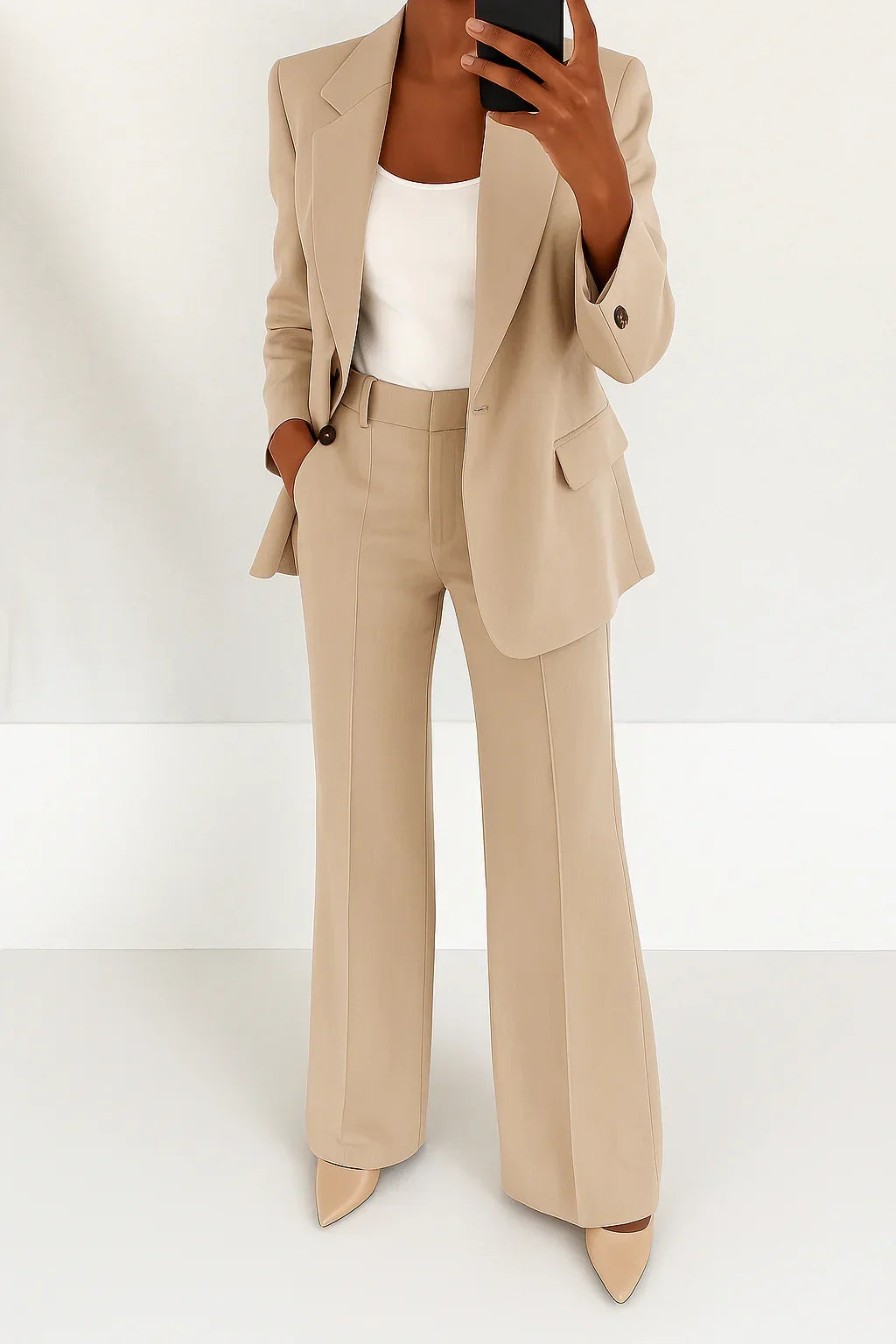 Women's Tailored Blazer And Straight-Leg Trousers Matching Set
