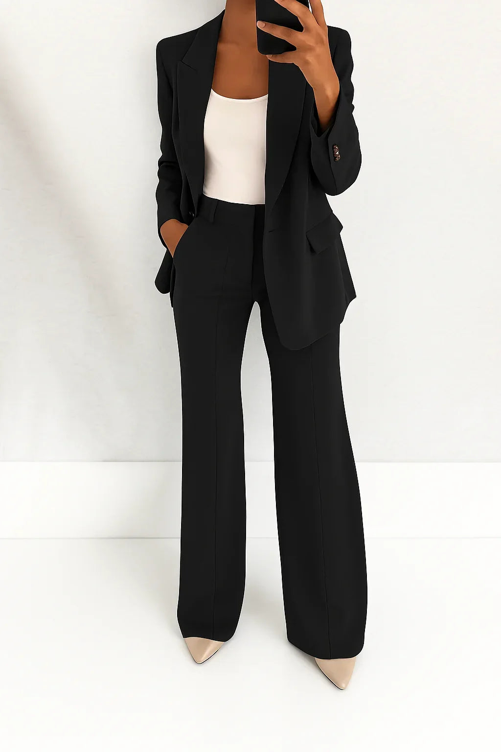 Women's Tailored Blazer And Straight-Leg Trousers Matching Set