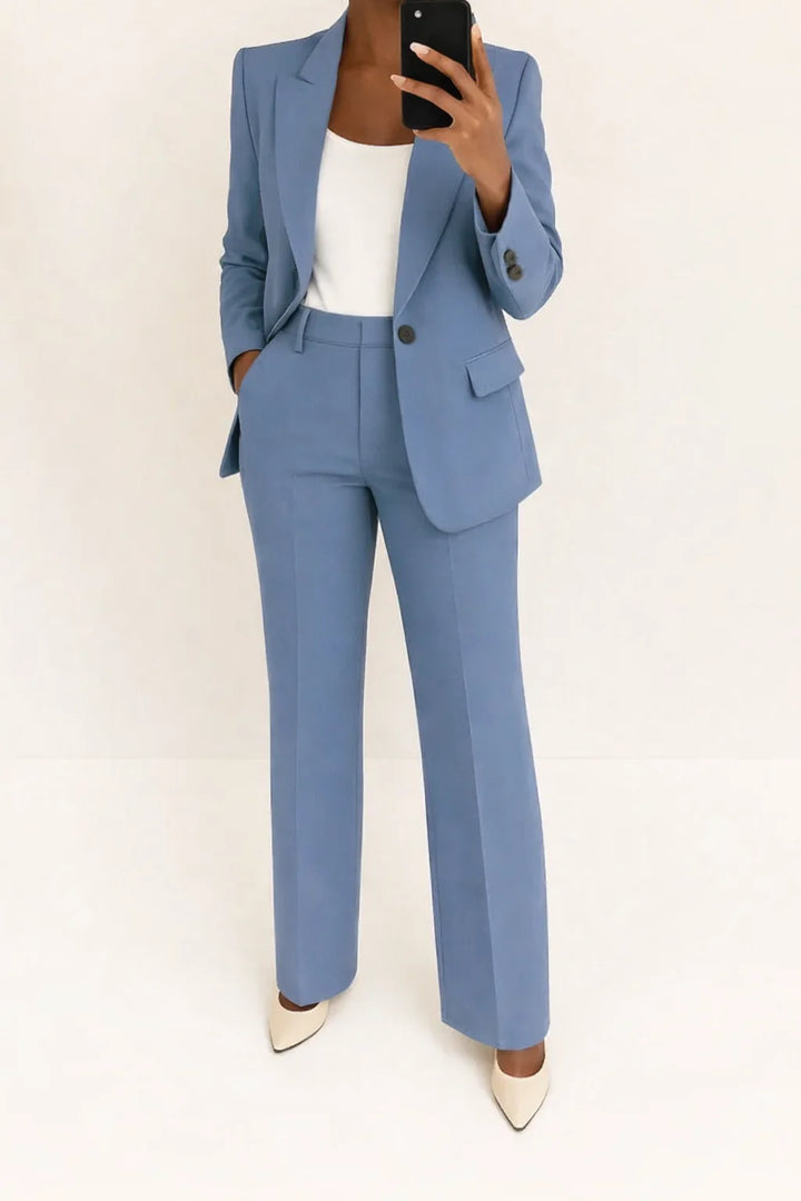 Women's Tailored Blazer And Straight-Leg Trousers Matching Set