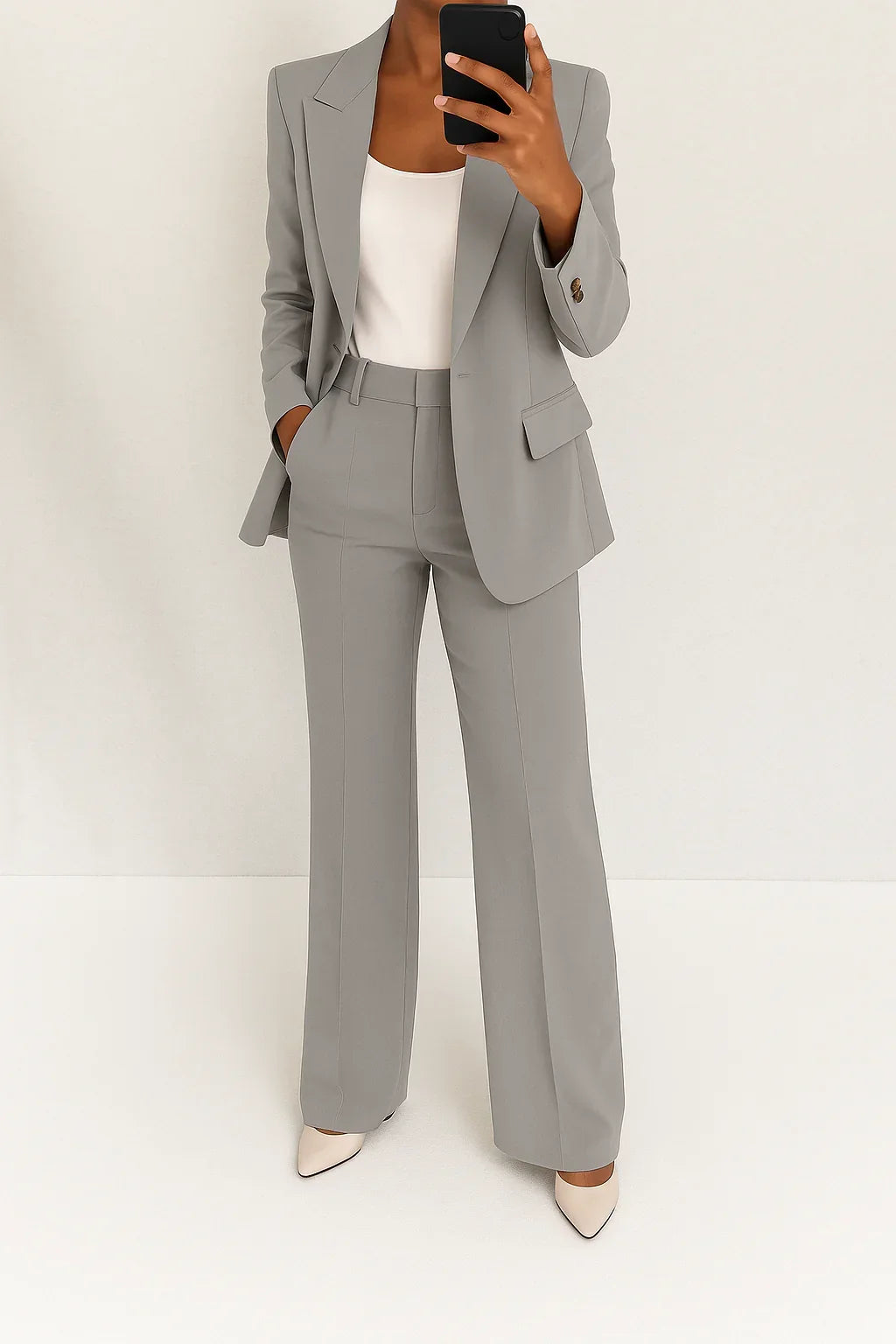 Women's Tailored Blazer And Straight-Leg Trousers Matching Set