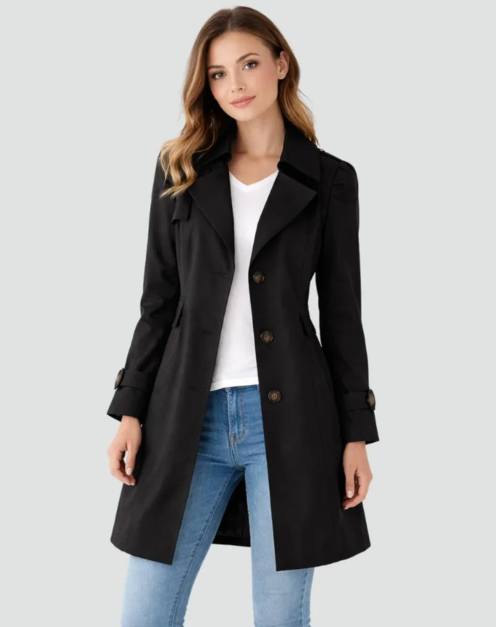 Women's Tailored Mid-Length Double-Breasted Trench Coat
