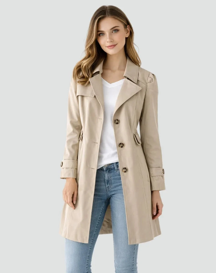 Women's Tailored Mid-Length Double-Breasted Trench Coat