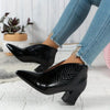 Women's Textured Ankle Boots – V-Cut Opening And Mid Block Heel