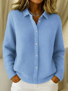 Women's Textured Knit Cardigan Sweater – Button-Front Collared V-Neck