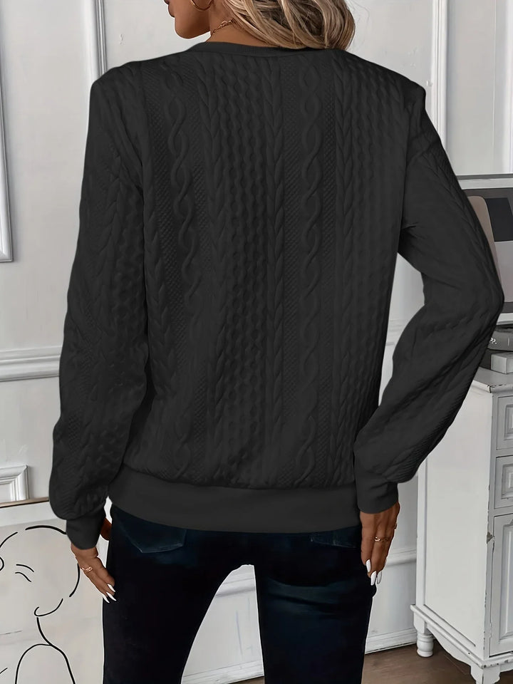 Women's Textured Knit Sweater – Quarter-Zip Closure And Long Sleeves
