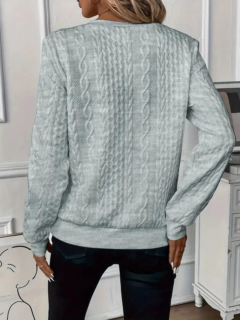 Women's Textured Knit Sweater – Quarter-Zip Closure And Long Sleeves