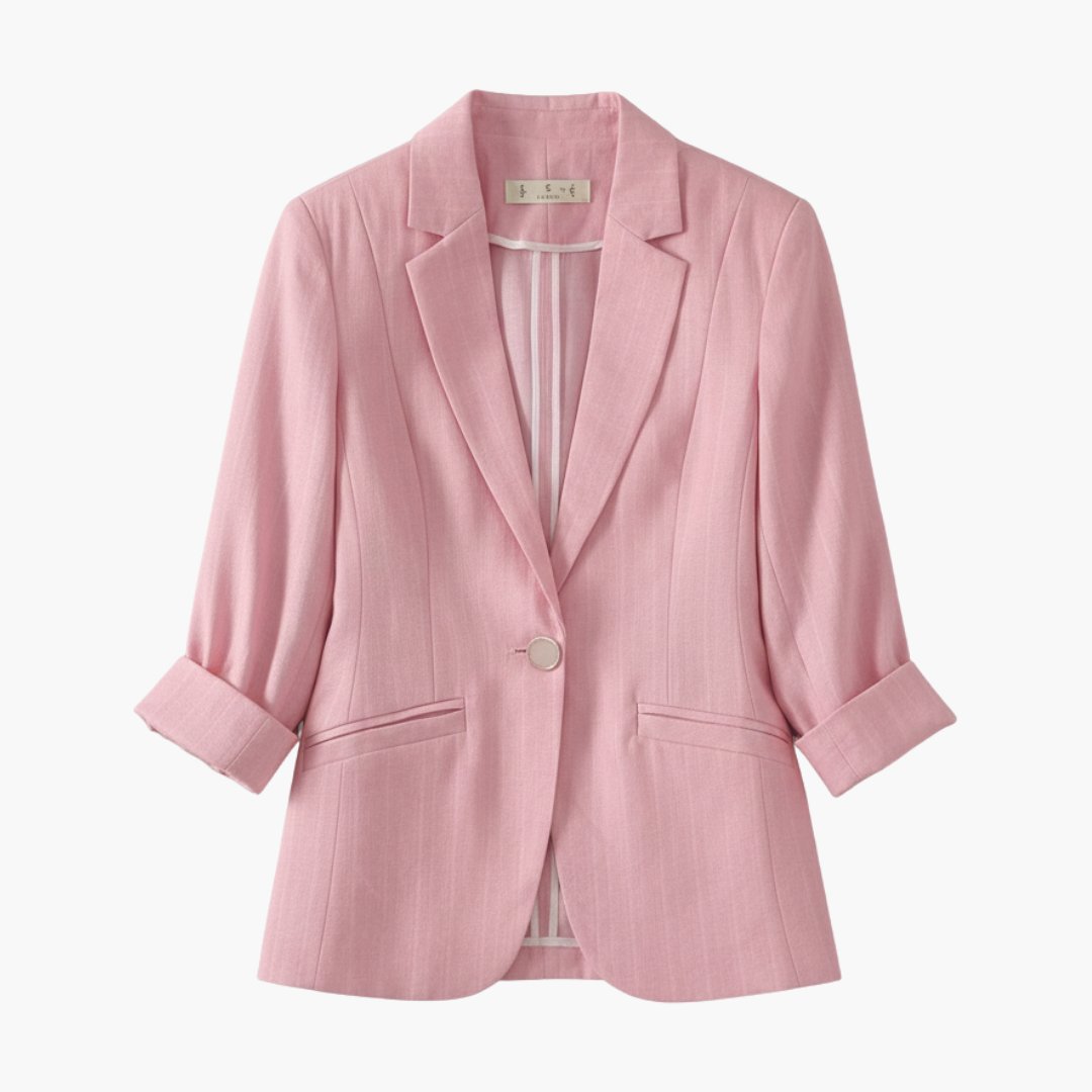 Women's Blazer – Lightweight Linen-Blend 3/4-Sleeve