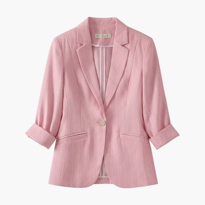Women's Blazer – Lightweight Linen-Blend 3/4-Sleeve