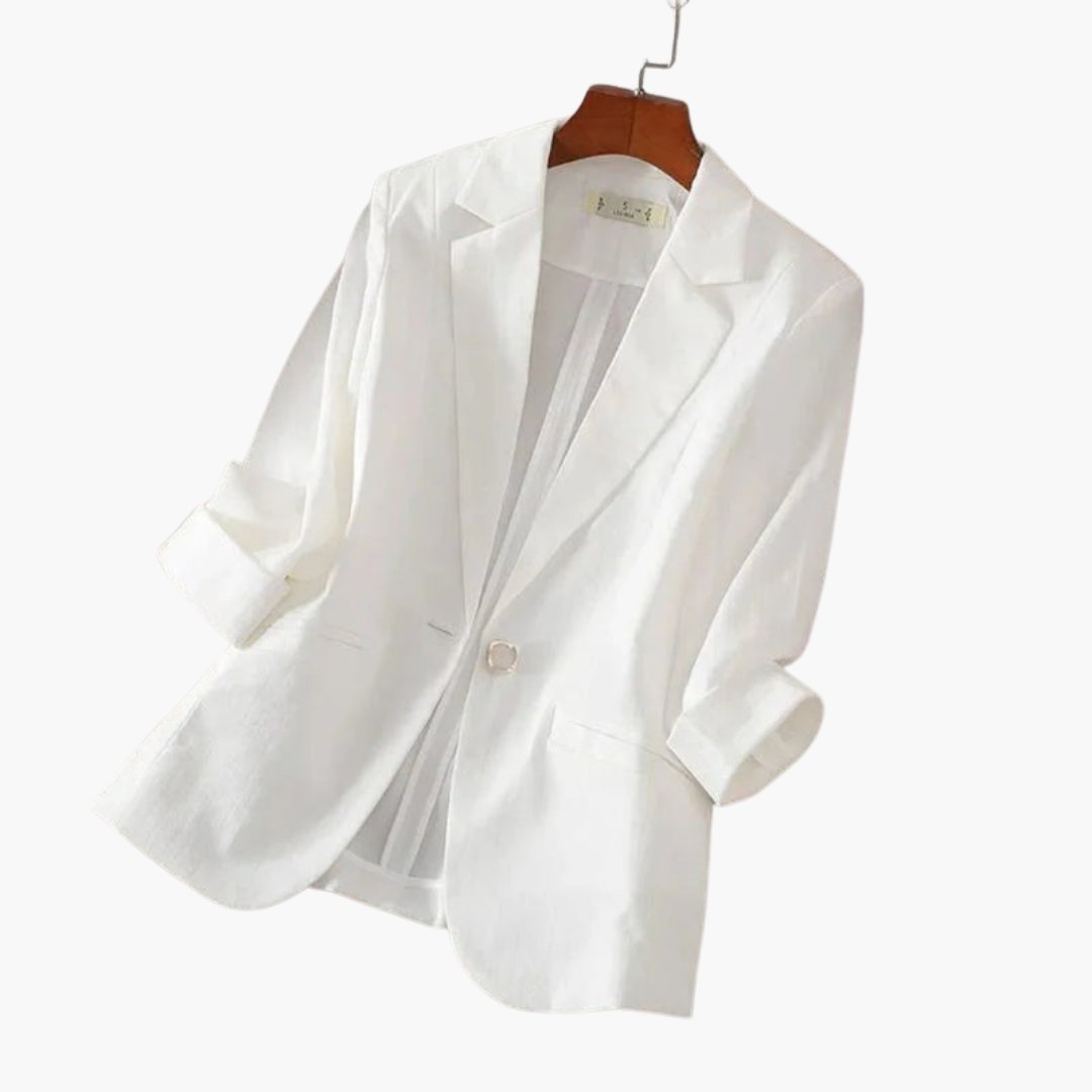 Women's Blazer – Lightweight Linen-Blend 3/4-Sleeve