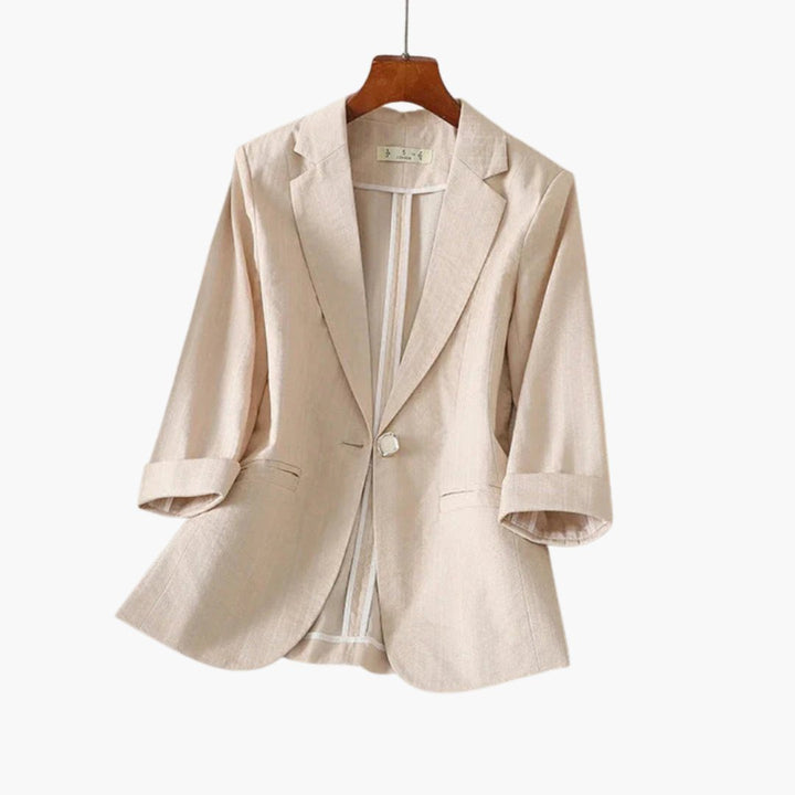 Women's Blazer – Lightweight Linen-Blend 3/4-Sleeve