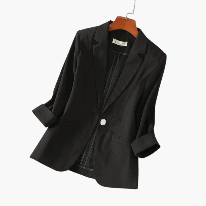 Women's Blazer – Lightweight Linen-Blend 3/4-Sleeve