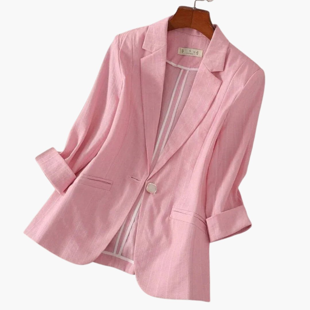 Women's Blazer – Lightweight Linen-Blend 3/4-Sleeve