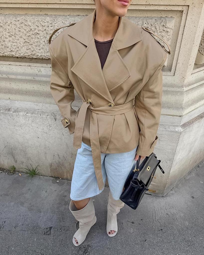 Women's Trench Coat – Belted Double-Breasted