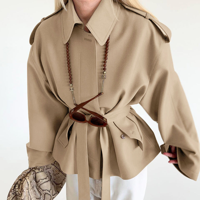 Women's Trench Coat – Belted Peplum
