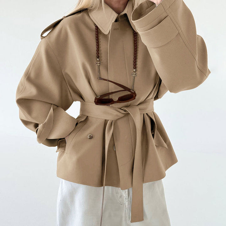 Women's Trench Coat – Belted Peplum