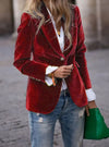 Women's Velvet Single-Button Blazer, Winter Jacket