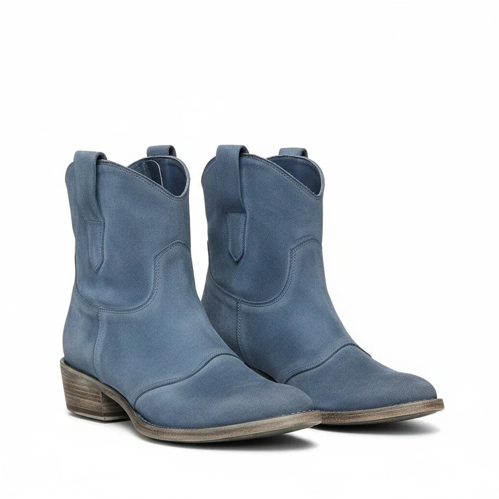 Women's Vintage Cowboy Ankle Boots – Pointed Toe And Block Heel