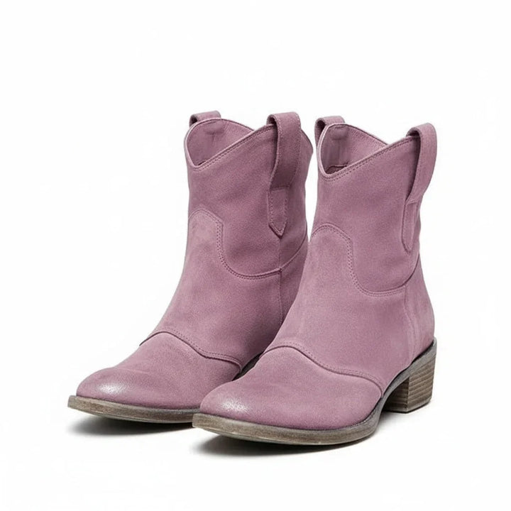 Women's Vintage Cowboy Ankle Boots – Pointed Toe And Block Heel