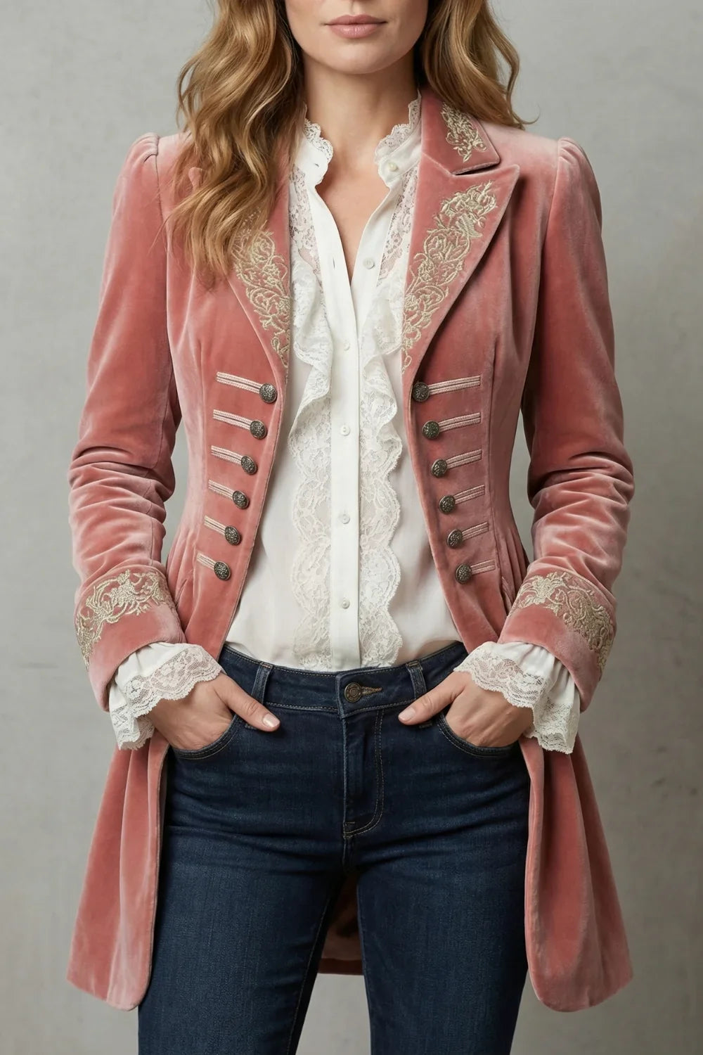 Women's Vintage-Inspired Embroidered Long Coat