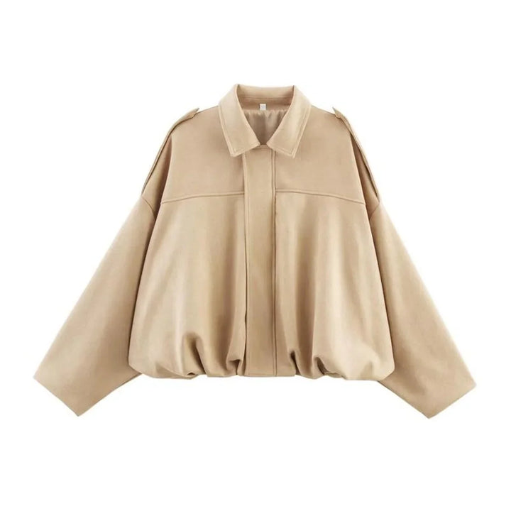 Women's Vintage-Inspired Oversized Faux Suede Bomber Jacket