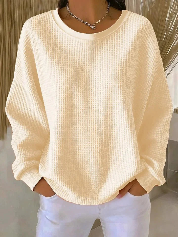 Women's Waffle Knit Sweater – A Relaxed Fit And Long Sleeves