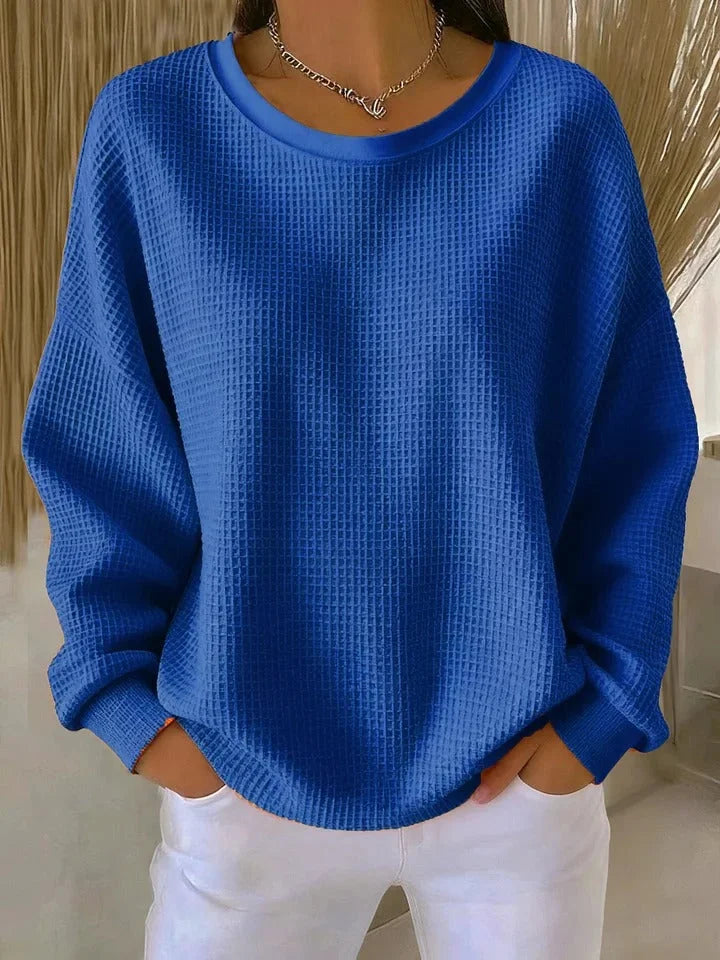 Women's Waffle Knit Sweater – A Relaxed Fit And Long Sleeves