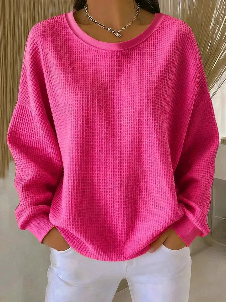 Women's Waffle Knit Sweater – A Relaxed Fit And Long Sleeves