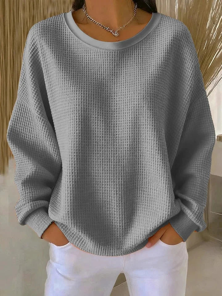 Women's Waffle Knit Sweater – A Relaxed Fit And Long Sleeves